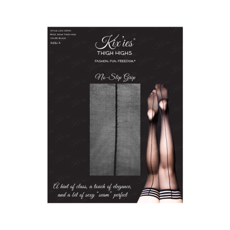 Kix'ies Lois Thigh High Stockings Black D - Stay-Up Silicone Band