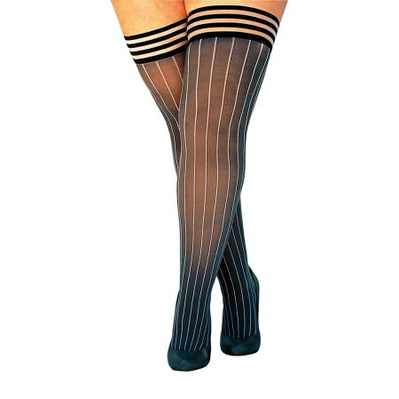 Kix'ies Annabelle Thigh-High Stockings Grey Pinstripe Size A