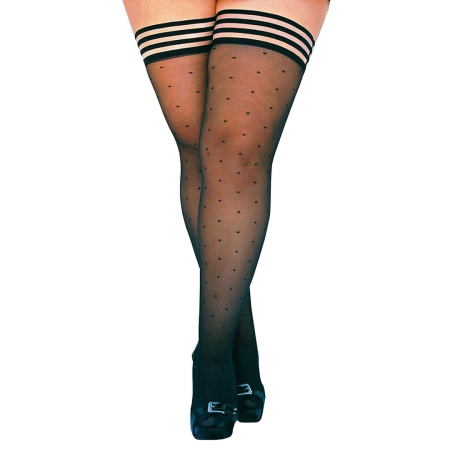 Kix'ies Ally Thigh Highs A Black - Polka Dot Retro Design, No-Slip Grip