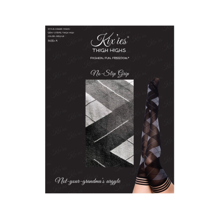 Kix'ies Kimmie Argyle Thigh-High Stockings Black Size C No-Slip