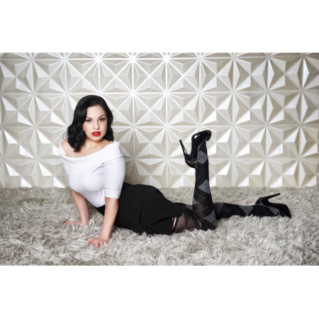 Kix'ies Kimmie Argyle Thigh-High Stockings Black Size C No-Slip