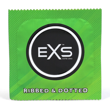 EXS 3-in-1 Ribbed & Dotted Flared Latex Condoms 12-Pack 56mm