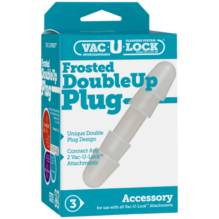 Doc Johnson Double Up Frosted Dual-Sided Attachment Plug, Transparent