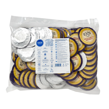 EXS Regular 54mm - 100 Latex Protective Sheaths, Flared Shape, Odorless