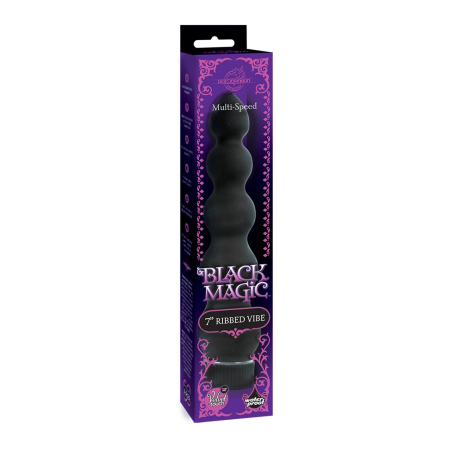 Doc Johnson Black Magic Ribbed Vibrator 18cm Velvet Touch Black