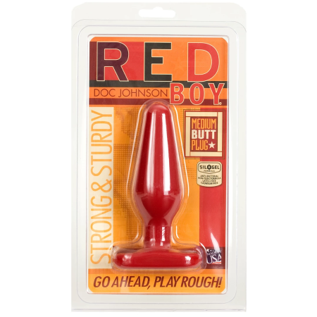 Doc Johnson Red Boy Intimate Plug Medium Sil-A-Gel Red