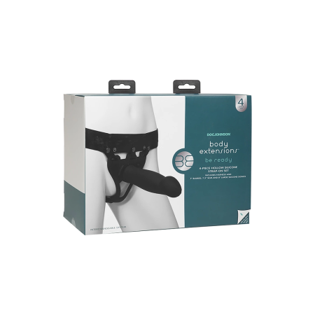 Doc Johnson Body Extensions Silicone Harness Vibrating Set, Adjustable, Black