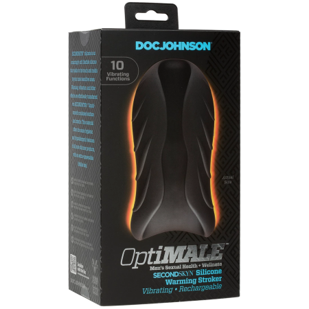Doc Johnson OptiMALE Silicone Stroker Heated Rechargeable Black