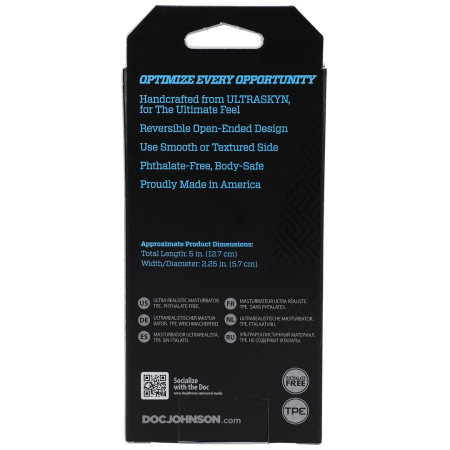 Doc Johnson OptiMALE Reversible ULTRASKYN Link Intimate Sleeve 5” Black