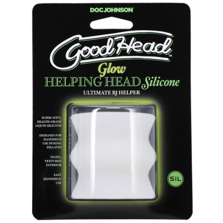 Doc Johnson Glow Helping Head Silicone Sleeve Frost/Green Glow