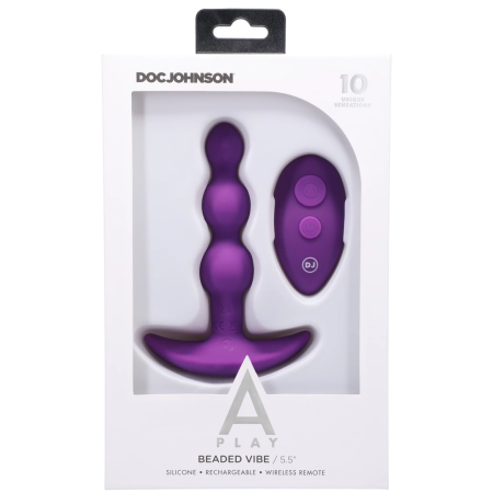 Doc Johnson A-Play Shaker Silicone Beaded Plug with Remote Control Black