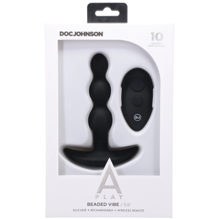 Doc Johnson A-Play Shaker Silicone Remote Beaded Plug Rechargeable Black