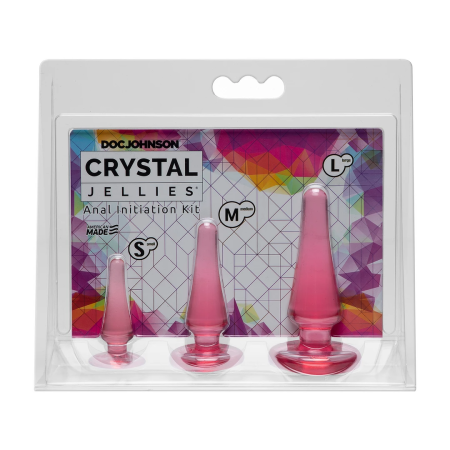 Doc Johnson Crystal Jellies Set - Flexible Silicone Training Plugs, Clear