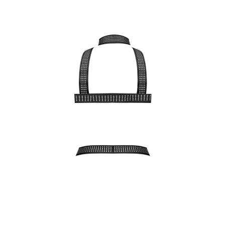 Male Power Elastic Harness Black Adjustable Studded One Size