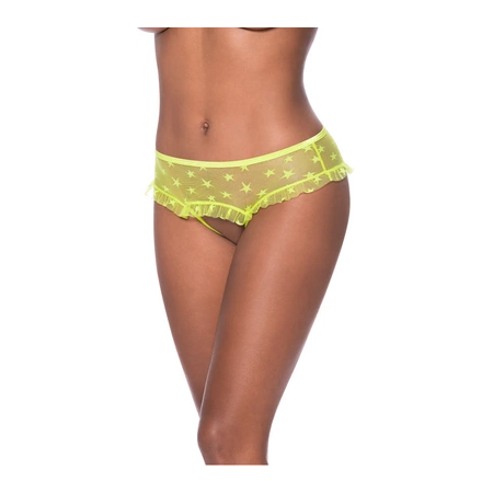 Magic Silk Exposed Mesh Hipster Panty L/XL Lime Star Pattern