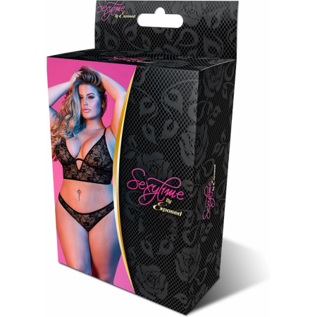 Magic Silk Exposed Black Underwired Bralette & Lace Panty Set 2X