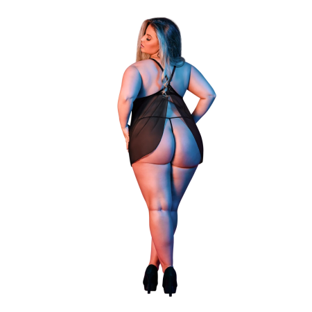 Magic Silk Exposed Babydoll Set 2X Black with Adjustable V-Back