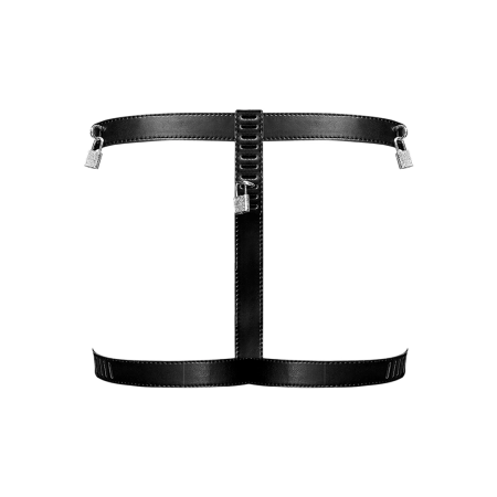 Male Power Scorpio Adjustable Faux Leather Thong with Lock System Black OS