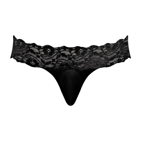 Male Power Scandal-Lace Micro Thong L/XL Black - Mesh & Lace Waistband