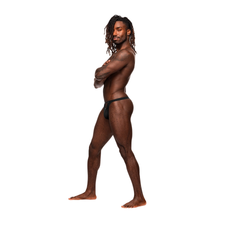 Male Power Magnificence Micro V Thong S/M Black - Designer Cut-Out Waistband