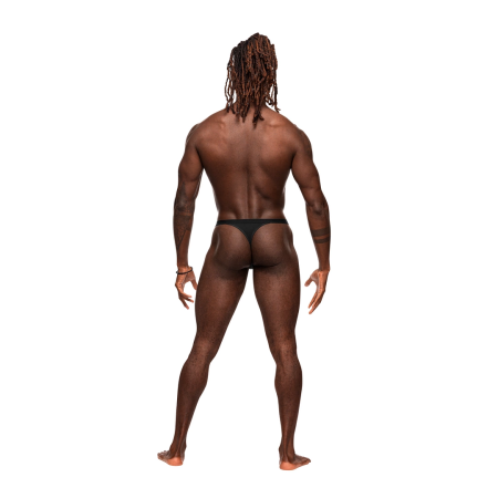 Male Power Micro V Thong L/XL Black - Modern Cut-Out Waistband Design