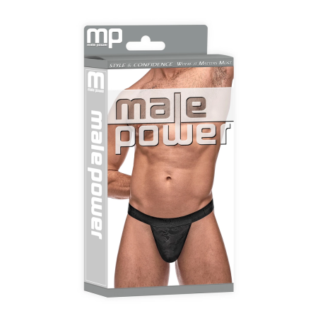 Male Power Micro G-String V S/M Black - Minimalist Waistband Design