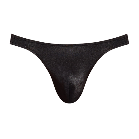 Male Power Satin Spandex Comfort Fit Thong S/M Black