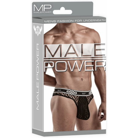 Male Power Lo Rise Thong L/XL Black - Comfort Waistband Design