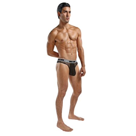 Male Power Lo Rise Thong L/XL Black - Comfort Waistband Design