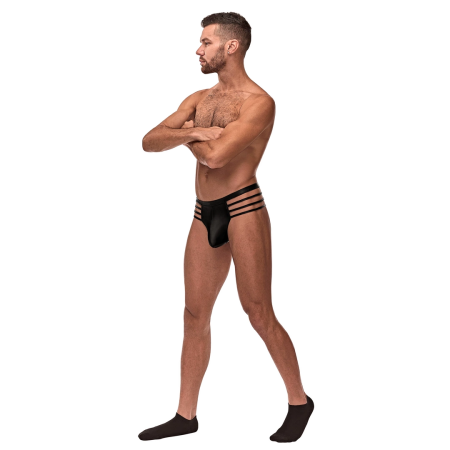 Male Power Cage Matte Thong L/XL Black - Strappy Comfort Design