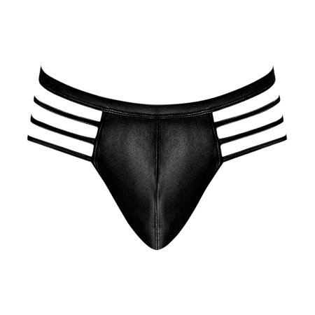 Male Power Cage Matte Thong L/XL Black - Strappy Comfort Design