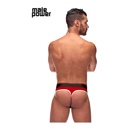 Male Power Panel Thong S/M Black/Red Retro Sport Design