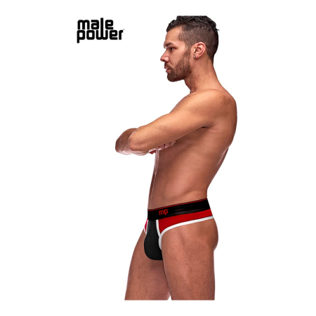 Male Power Panel Thong L/XL Black-Red Retro Sport Design