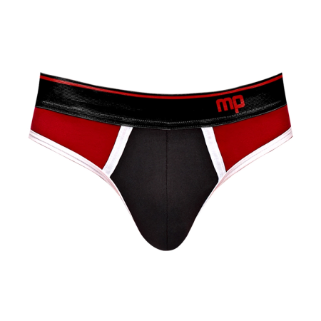 Male Power Panel Thong L/XL Black-Red Retro Sport Design