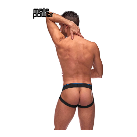 Male Power Panel Jock L/XL Black/Blue Athletic Support Briefs