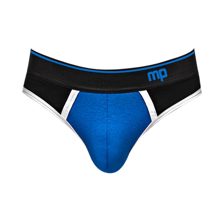 Male Power Panel Jock L/XL Black/Blue Athletic Support Briefs
