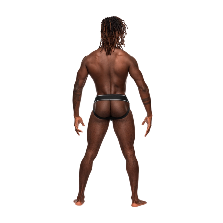 Male Power Modal Rib Jockstrap S/M Black - Comfort Support Waistband