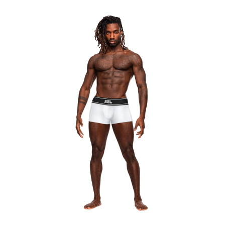 Male Power Modal Rib Pouch Short L White - Comfort Fit, Mid Thigh