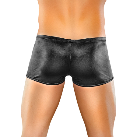 Male Power Lo Rise Satin Short XL Black - Comfort Fit Spandex Design