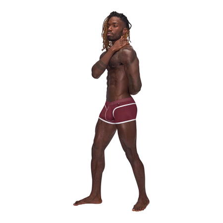 Male Power Sport Mesh Mini Short L Burgundy - Athletic Breathable Design