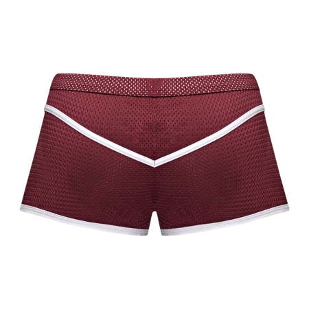 Male Power Sport Mesh Mini Short L Burgundy - Athletic Breathable Design