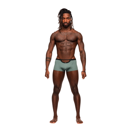 Male Power Mini Short L Jade - Designer Waistband & Cut-Out Detail