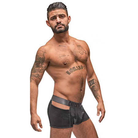 Male Power Check'd Mate Cutout Shorts XL Black Stylish Mesh Design