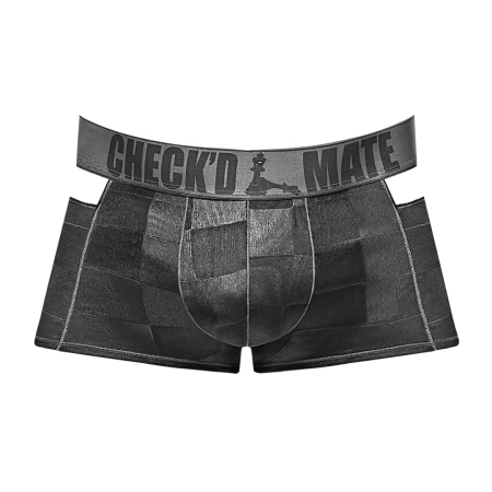 Male Power Check'd Mate Cutout Shorts XL Black Stylish Mesh Design
