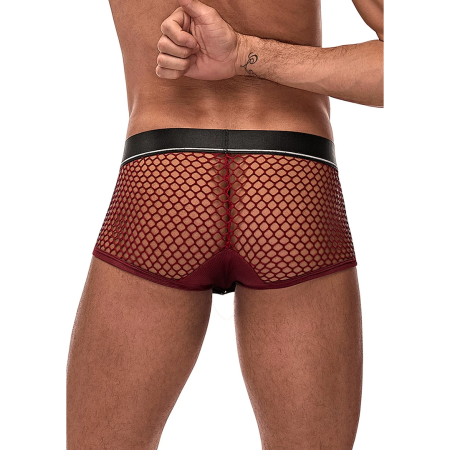 Male Power Mini Ring Shorts S Burgundy - Detachable Pouch Design