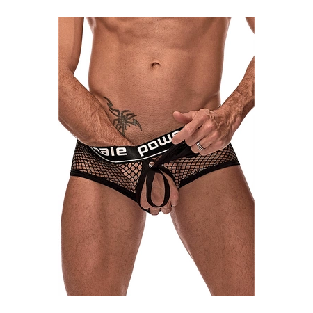 Male Power Mini Short Black M - Removable Pouch, Elastic System