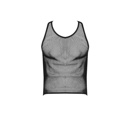 Male Power Stretch Net Tank Top S/M Black - Breathable Mesh Design