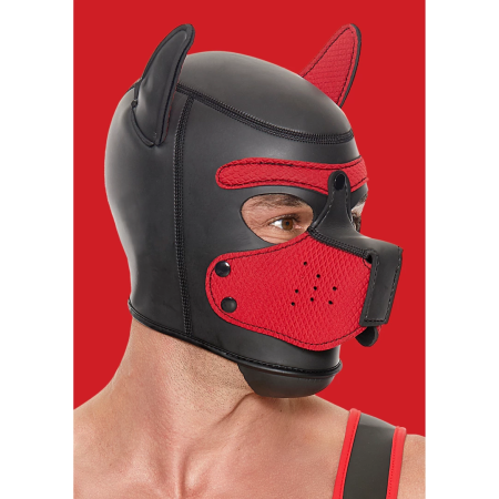 OUCH! Neoprene Puppy Hood Red - Adjustable Mask with Detachable Muzzle
