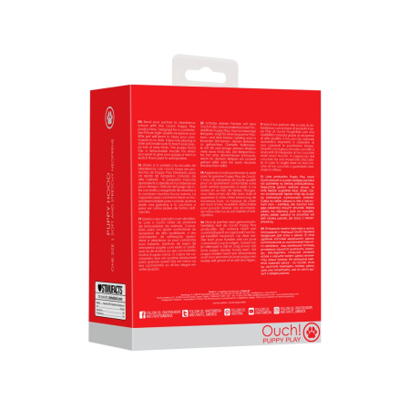 OUCH! Neoprene Puppy Hood Red - Adjustable Mask with Detachable Muzzle