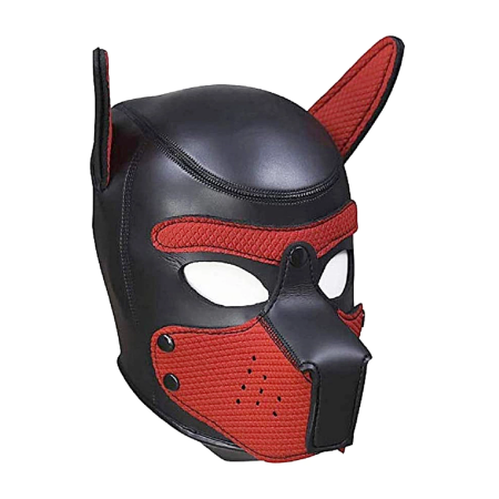 OUCH! Neoprene Puppy Hood Red - Adjustable Mask with Detachable Muzzle